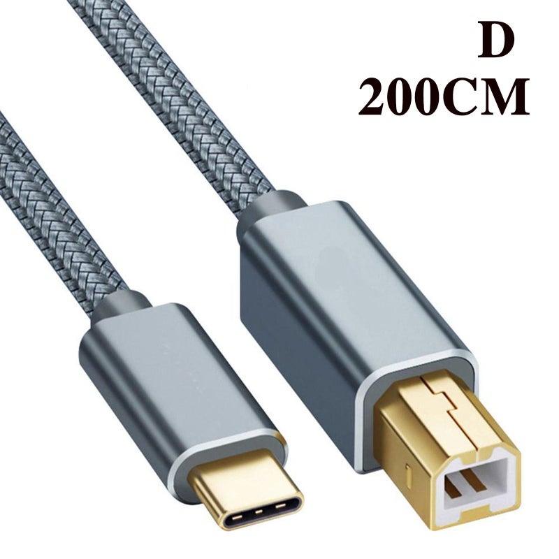 USB Type-C to USB B 2.0 Printer Cable Scanner Laptop